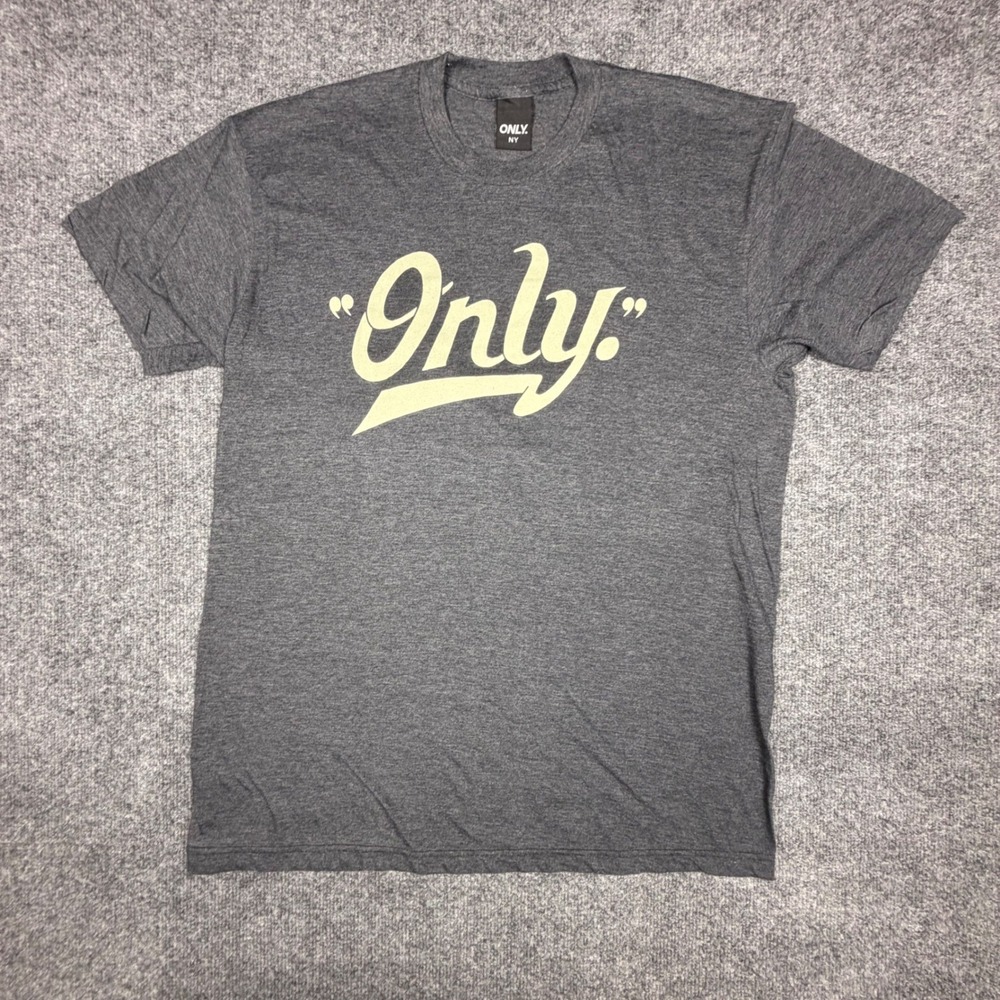 Only NY Mens Graphic T-Shirt Charcoal Heather Grey Made in USA Size L